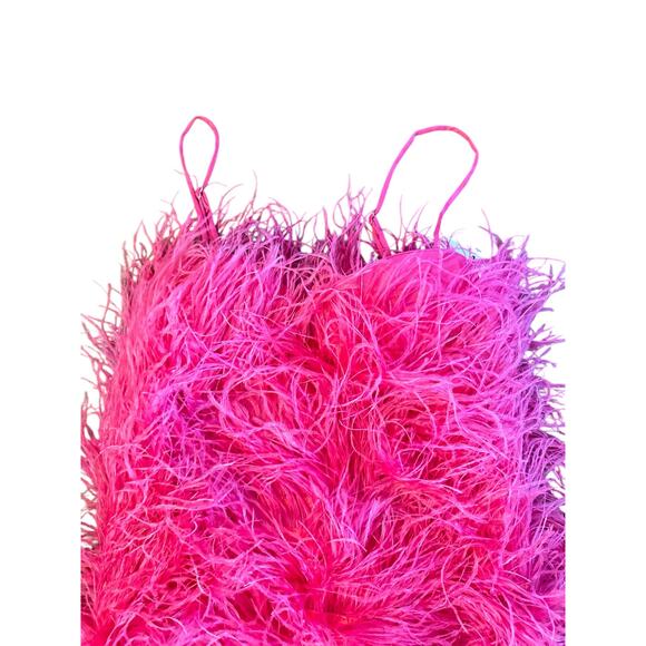 NWT S Alamour The Label Kaila Pink Feathered Bustier Mini Dress Cocktail Party - Picture 2 of 6